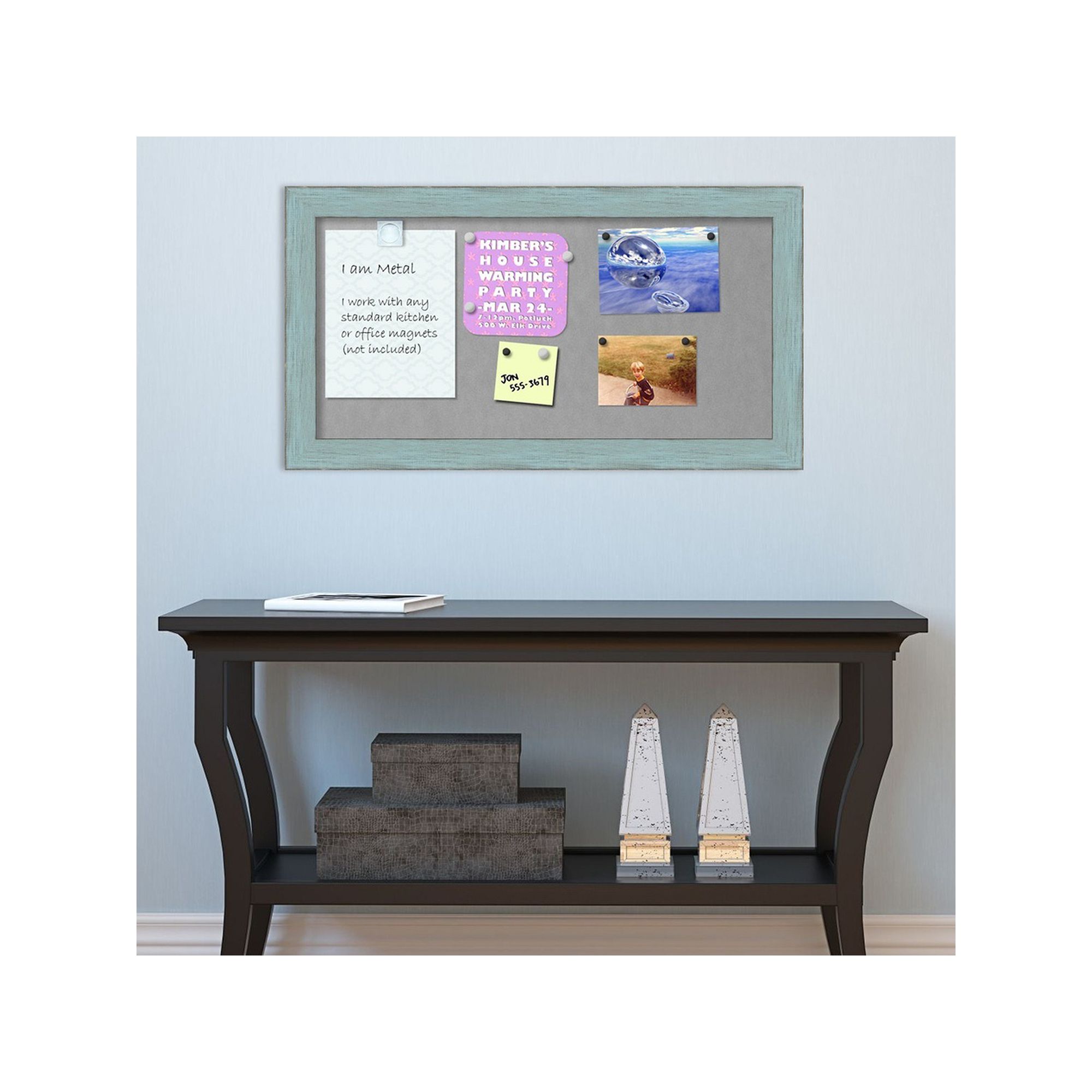 Amanti Art Rustic Blue Framed Magnetic Bulletin Board Wall Decor