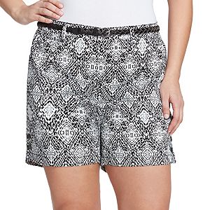 Plus Size Gloria Vanderbilt Nimah Printed Belted Shorts