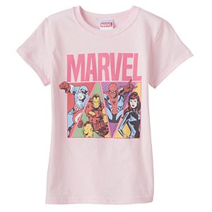 Girls 7-16 Marvel Captain America, Iron Man, Spider-Man & Black Widow Graphic Tee