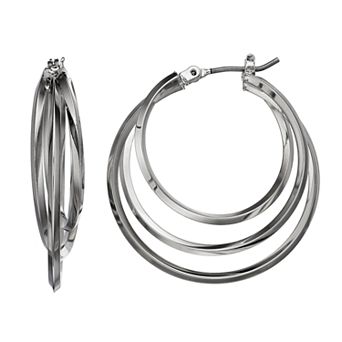 Simply Vera Vera Wang Tiered Nickel Free Triple Hoop Earrings