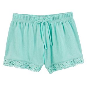 Girls 4-8 Carter's Lace-Hem Gauze Shorts