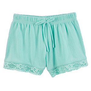 Girls 4-8 Carter's Lace-Hem Gauze Shorts