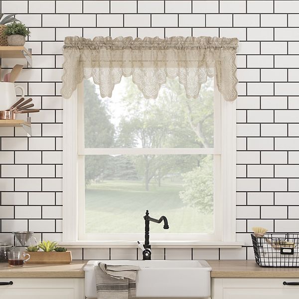 No. 918 Alison Floral Lace Sheer Kitchen Window Valance