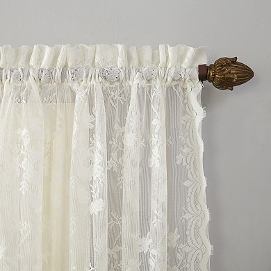 No918 Alison Light Filtering Lace Sheer Kitchen Tier Pair