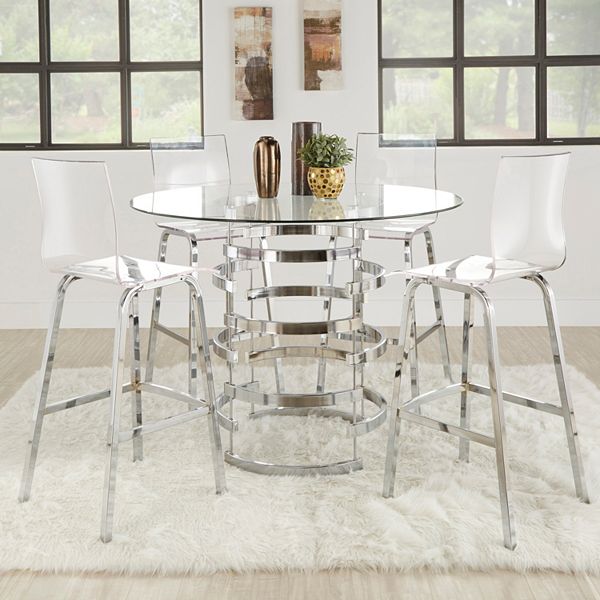 Homevance Aralia Counter Height Dining, Glass Dining Table Set Counter Height