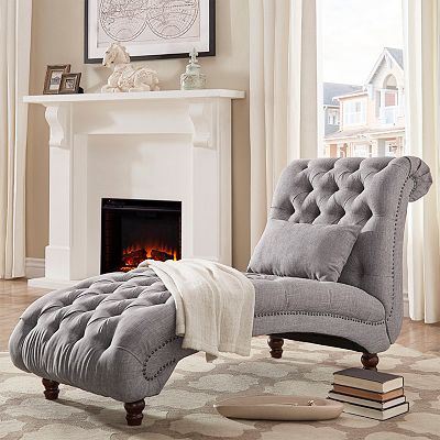 HomeVance Tufted Chaise Lounge Chair Pillow 2-piece Set