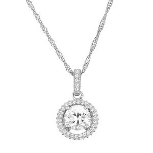 Sterling Silver Lab-Created White Sapphire Halo Pendant