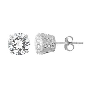 Sterling Silver Lab-Created White Sapphire Stud Earrings