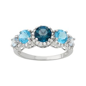 Sterling Silver Blue Quartz & Swiss Blue Topaz Ring