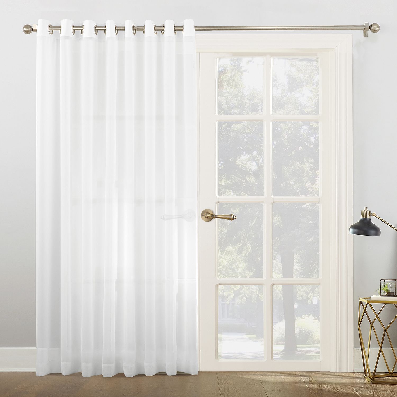No. 918 Emily White Voile 95 In. L X 59 In. W Sheer Grommet Curtain Panel Emlygmtwht95