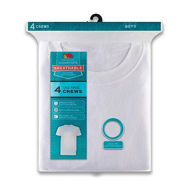 Boys 4-20 Fruit of the Loom 4-Pack Tag-Free Breathable Crewneck Tees