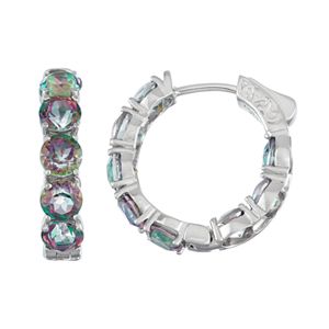Sterling Silver Mystic Fire Topaz Inside Out Hoop Earrings