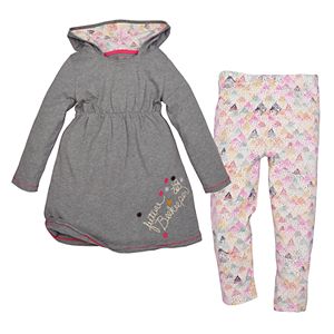 Toddler Girl Burt's Bees Baby Organic Hooded Dress & Speckled Leggings Set