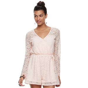 Juniors' Candie's® Embroidered Lace Romper