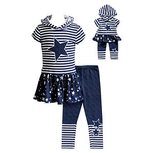 Girls 4-14 Dollie & Me Hooded Star Tunic & Leggings Set
