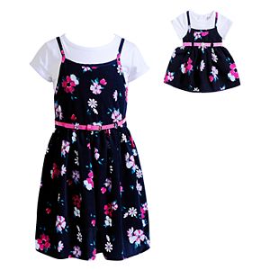 Girls 4-14 Dollie & Me Tee & Floral Slip Dress Set