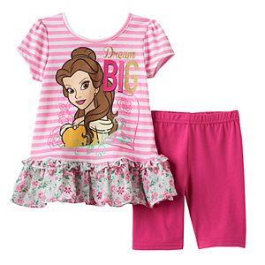 Disney's Beauty & the Beast Toddler Girl Belle Ruffle Top & Capri Leggings Set