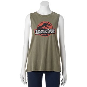 Juniors' Jurassic Park Logo Muscle Graphic Tank