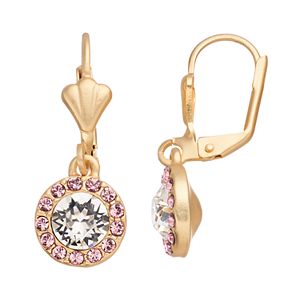14k Gold Plated Crystal Halo Drop Earrings