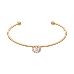 14k Gold Plated Crystal Halo Cuff Bracelet