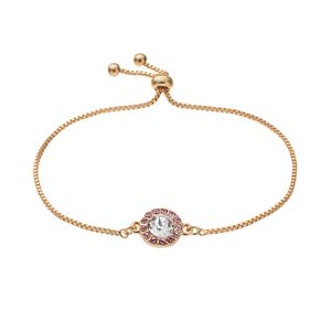 14k Gold Plated Crystal Halo Bolo Bracelet