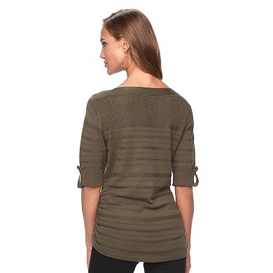 Women's Apt. 9® Shadow-Stripe Ruched Sweater
