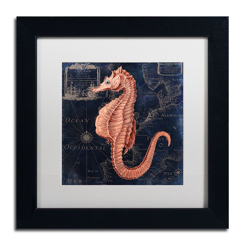 Trademark Fine Art Maritime Blues I Black Framed Wall Art, White, 16X16