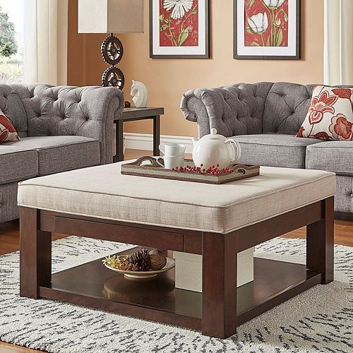 HomeVance Upholstered Storage Coffee Table