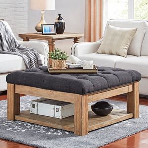 HomeVance Button Tufted Storage Coffee Table