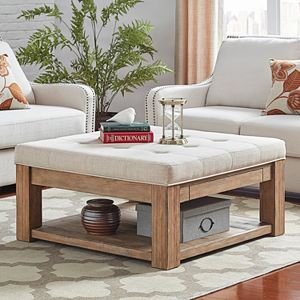 HomeVance Tufted Upholstered Storage Coffee Table