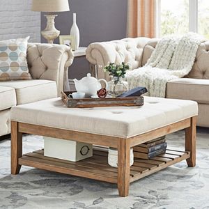 HomeVance Contemporary Tufted Upholstered Coffee Table