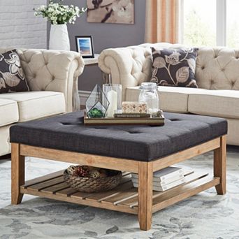 HomeVance Contemporary Tufted Upholstered Coffee Table