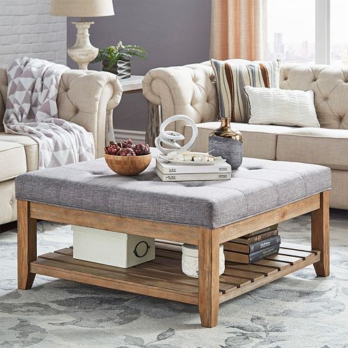 HomeVance Contemporary Tufted Upholstered Coffee Table