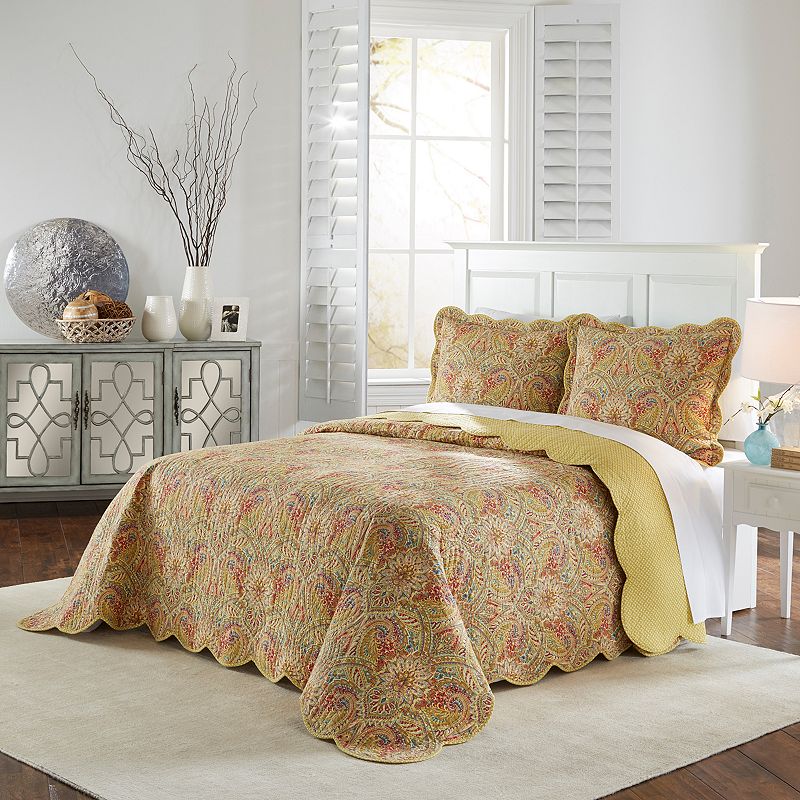 Waverly 3-piece Swept Away Bedspread Set, Multicolor, King