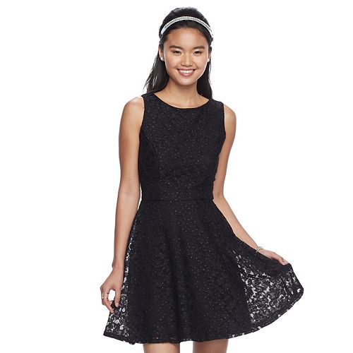 Juniors' Speechless OpenBack Lace Skater Dress