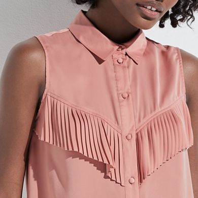 k/lab Pleated Front Sleeveless Blouse