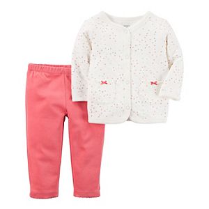 Baby Girl Carter's Heart Cardigan & Pants Set
