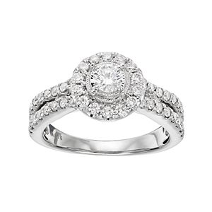 Simply Vera Vera Wang 14k White Gold 1 Carat T.W. Diamond Halo Engagement Ring