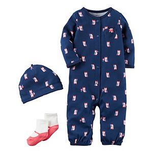 Baby Girl Carter's Owl Coverall, Hat & Socks Set