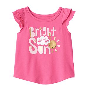 Baby Girl Jumping Beans® Foiled Graphic Flutter-Sleeve Tee