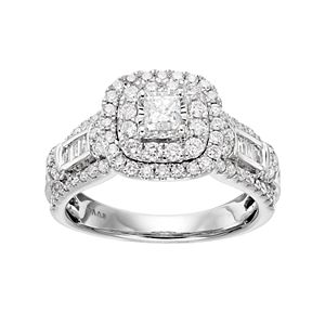 Simply Vera Vera Wang 14k White Gold 1 1/4 Carat T.W. Diamond Square Halo Engagement Ring