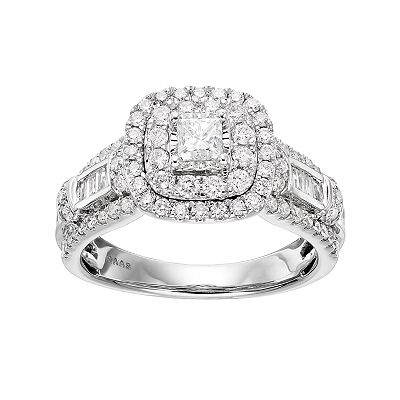 Simply Vera Vera Wang 14k White Gold 1 1 4 Carat T.W. Diamond Square Halo Engagement Ring