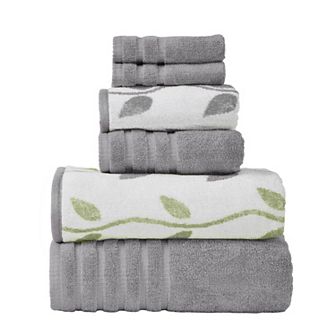 Pacific Coast Textiles Vines 6 pc Yarn Dyed Organic Bath Towel Set