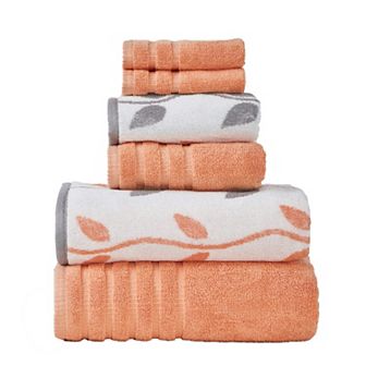 Pacific Coast Textiles Vines 6 pc Yarn Dyed Organic Bath Towel Set