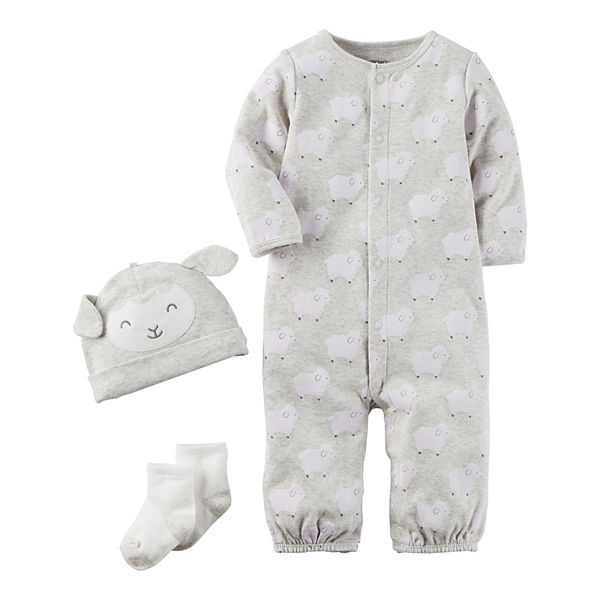 Baby Carter's 3-pc. Lamb Babysoft Take-Me-Home Coverall, Hat 