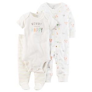 Baby Carter's Animal Coverall, Graphic Bodysuit & Footed Pants Set