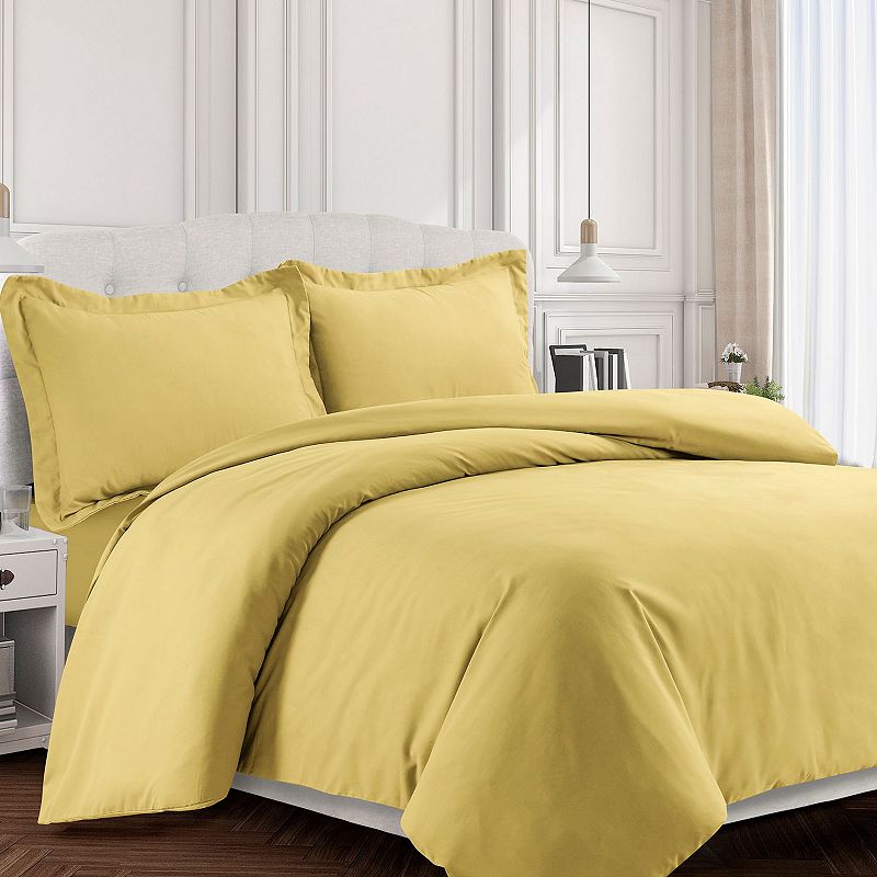 Tribeca Living Valencia Solid Duvet Cover Set, Gold, Twin