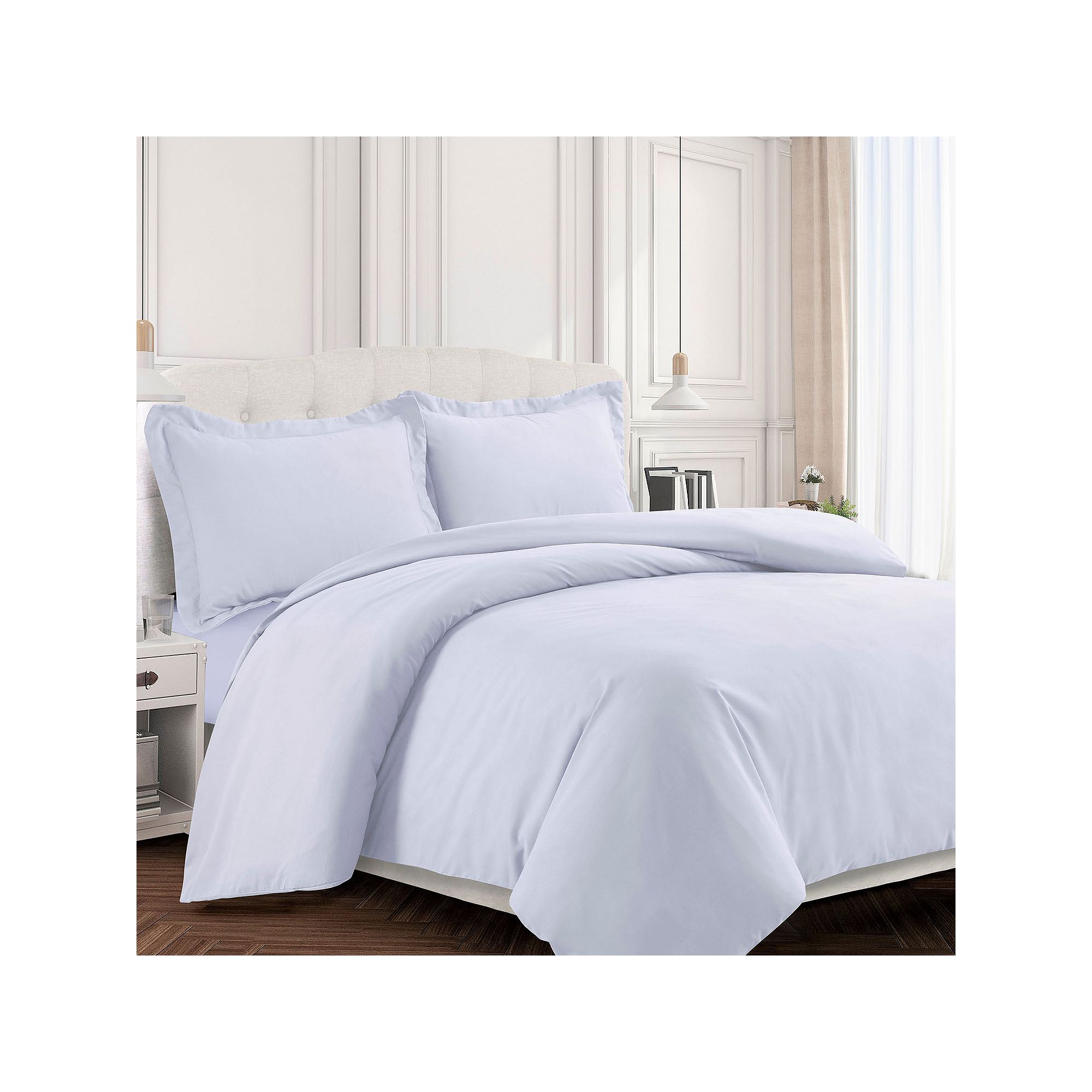 Tribeca Living Valencia Solid Duvet Cover Set, White