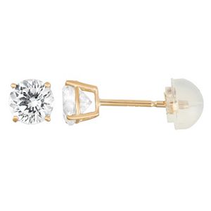 100 Facets of Love 10k Gold Lab-Created White Sapphire Stud Earrings