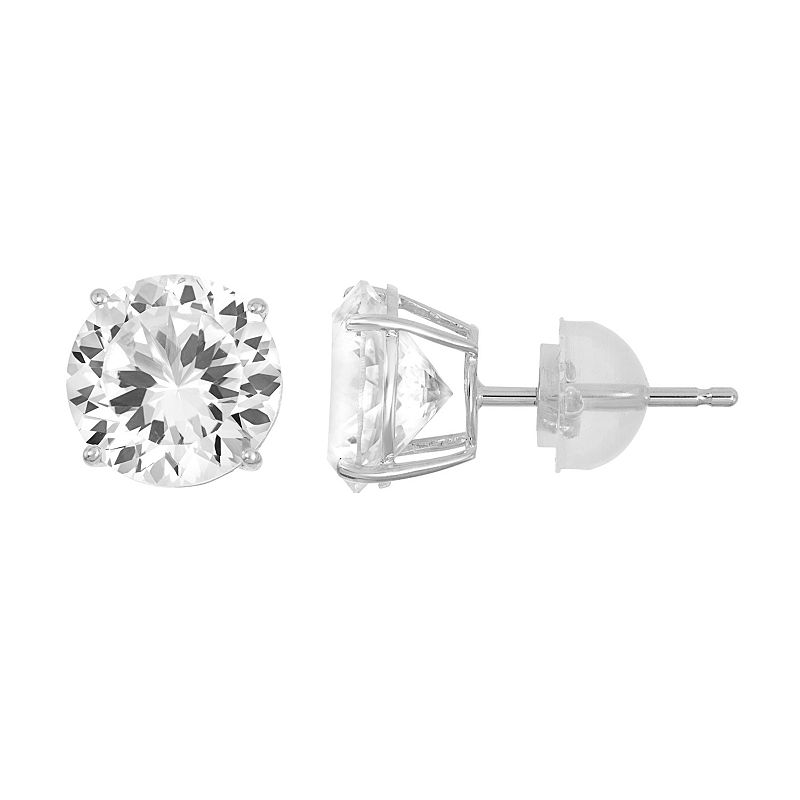 100 Facets of Love 10k Gold Lab-Created White Sapphire Stud Earrings, Women